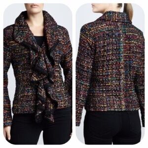 Berek Black and Brown Blazer with Ruffled Collar